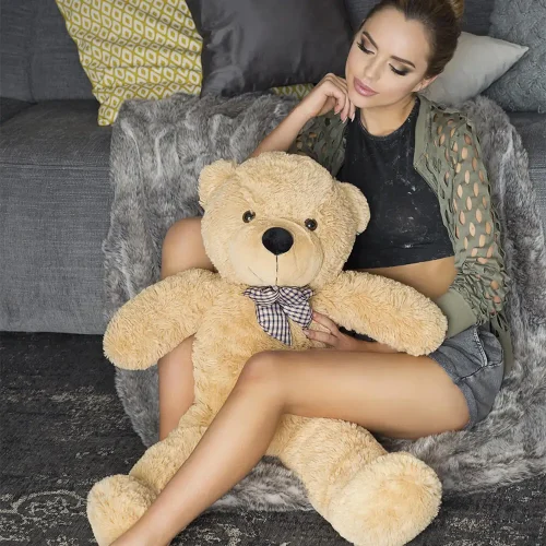 Liels Plīša Lācītis Lācis, Mīksta Rotaļlieta, 100 Cm, Gaiši Brūns, Popo - Teddyway