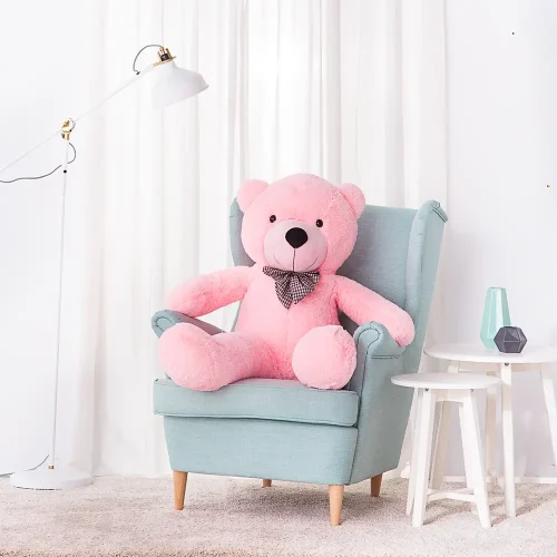 Liels Plīša Lācītis Lācis, Mīksta Rotaļlieta, 100 Cm, Gaiši Brūns, Popo - 130 cm, Pink - Teddyway