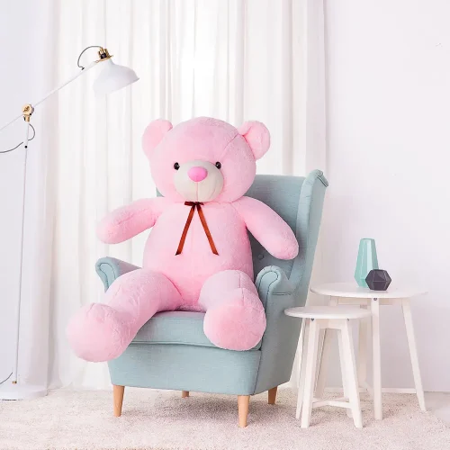 Liels Plīša Lācītis Lācis, Mīksta Rotaļlieta, 100 Cm, Gaiši Brūns, Toto - 100 cm, Pink - Teddyway