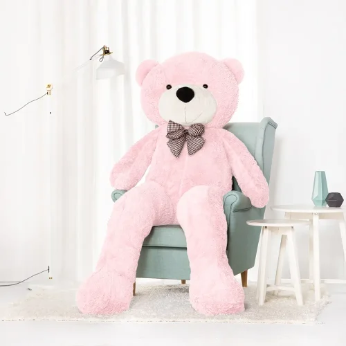 Liels Plīša Lācītis Lācis, Mīksta Rotaļlieta, 100 Cm, Gaiši Brūns, Popo - 200 cm, Pink - Teddyway