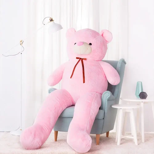 Liels Plīša Lācītis Lācis, Mīksta Rotaļlieta, 100 Cm, Gaiši Brūns, Toto - 100 cm, Pink - Teddyway