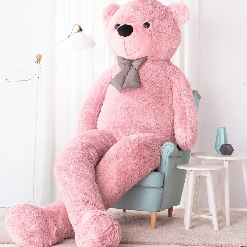 Liels Plīša Lācītis Lācis, Mīksta Rotaļlieta, 100 Cm, Gaiši Brūns, Popo - 300 cm, Pink - Teddyway
