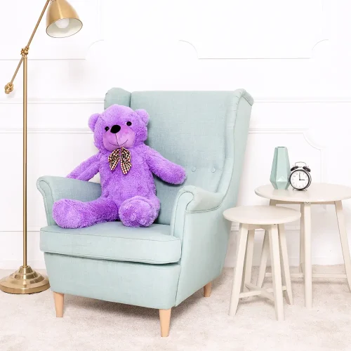 Liels Plīša Lācītis Lācis, Mīksta Rotaļlieta, 100 Cm, Gaiši Brūns, Popo - 100 cm, Purple - Teddyway