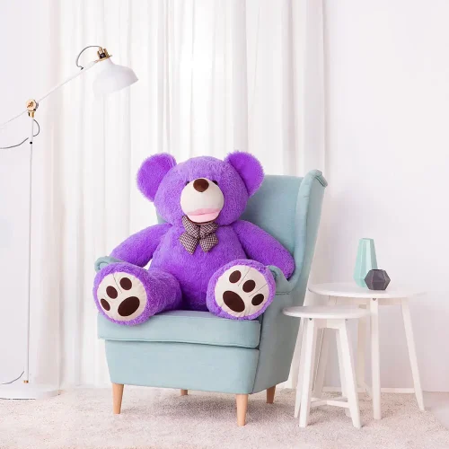 Liels Plīša Lācītis Lācis, Mīksta Rotaļlieta, 100 Cm, Gaiši Brūns, Bobo - 130 cm, Purple - Teddyway