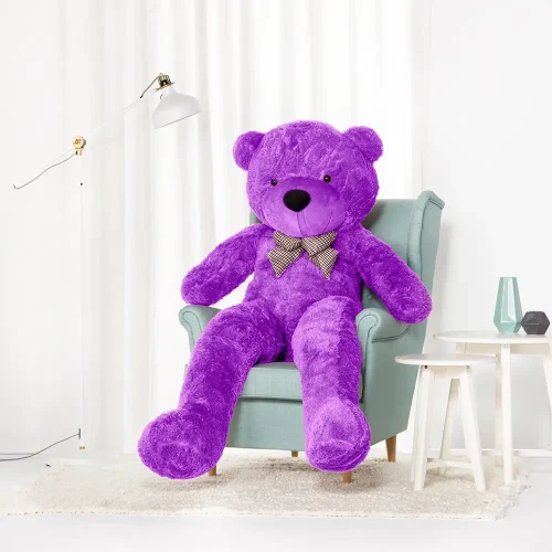 Liels Plīša Lācītis Lācis, Mīksta Rotaļlieta, 100 Cm, Gaiši Brūns, Popo - 200 cm, Purple - Teddyway