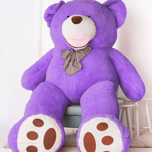 Liels Plīša Lācītis Lācis, Mīksta Rotaļlieta, 100 Cm, Gaiši Brūns, Bobo - 300 cm, Purple - Teddyway