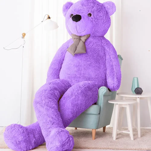 Liels Plīša Lācītis Lācis, Mīksta Rotaļlieta, 100 Cm, Gaiši Brūns, Popo - 300 cm, Purple - Teddyway