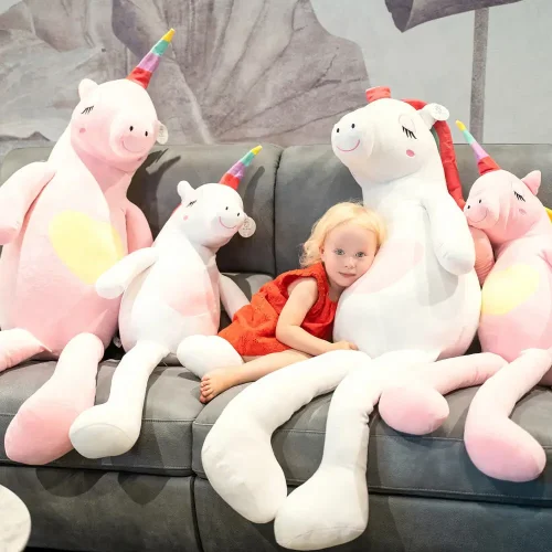 Liels Plīša Vienradzis, Mīkstā Rotaļlieta, 120 Cm, Rozā, Fefo - Teddyway