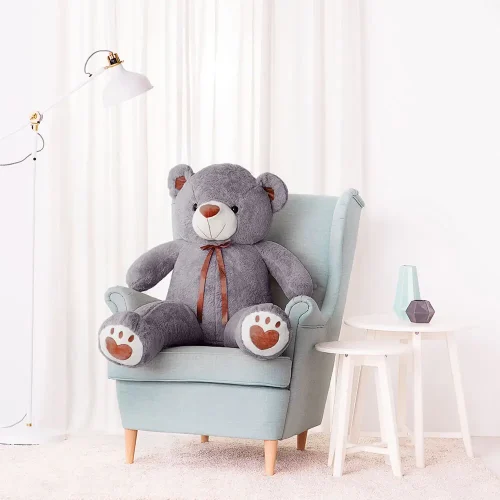 Liels Plīša Lācītis Lācis, Mīksta Rotaļlieta, 100 Cm, Gaiši Brūns, Toto - 100 cm, Grey - Teddyway