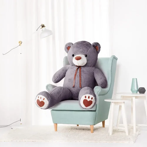 Liels Plīša Lācītis Lācis, Mīksta Rotaļlieta, 100 Cm, Gaiši Brūns, Toto - 100 cm, Grey - Teddyway