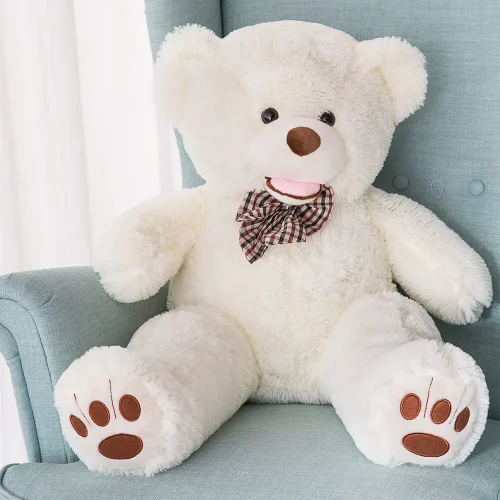 Liels Plīša Lācītis Lācis, Mīksta Rotaļlieta, 100 Cm, Balts, Bobo - Teddyway