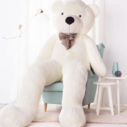 Liels Plīša Lācītis Lācis, Mīksta Rotaļlieta, 100 Cm, Gaiši Brūns, Popo - 260 cm, White - Teddyway