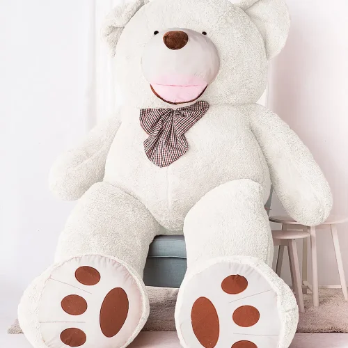Liels Plīša Lācītis Lācis, Mīksta Rotaļlieta, 100 Cm, Gaiši Brūns, Bobo - 300 cm, White - Teddyway