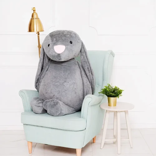 Large Plush Bunny, Soft Toy, 120 Cm, Dark Grey, Bani - Teddyway