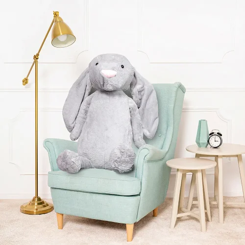 Large Plush Bunny, Soft Toy, 120 Cm, Grey, Bani - Teddyway