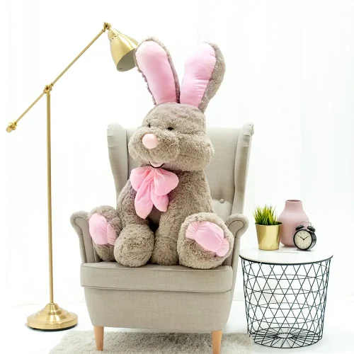 Large Plush Bunny, Soft Toy, 120 Cm, Grey, Vuni - Teddyway