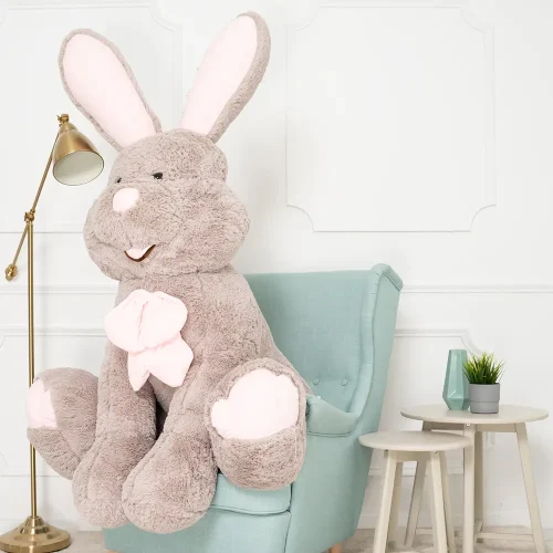 Large Plush Bunny, Soft Toy, 160 Cm, Grey, Vuni - Teddyway