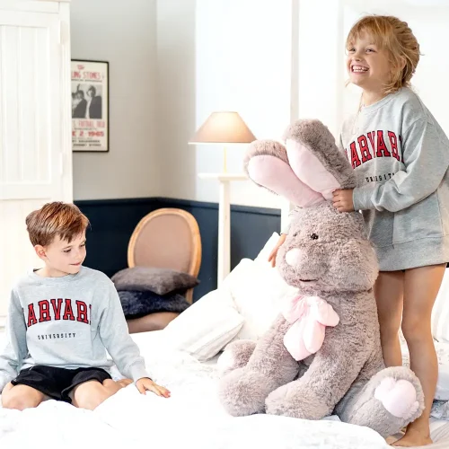 Large Plush Bunny, Soft Toy, 120 Cm, Grey, Vuni - Teddyway