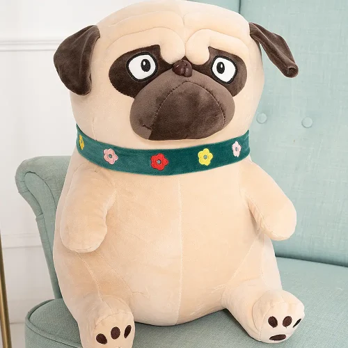 Plush Dog Pug, Soft Toy, 40 Cm, Light Brown, Pugs - Teddyway
