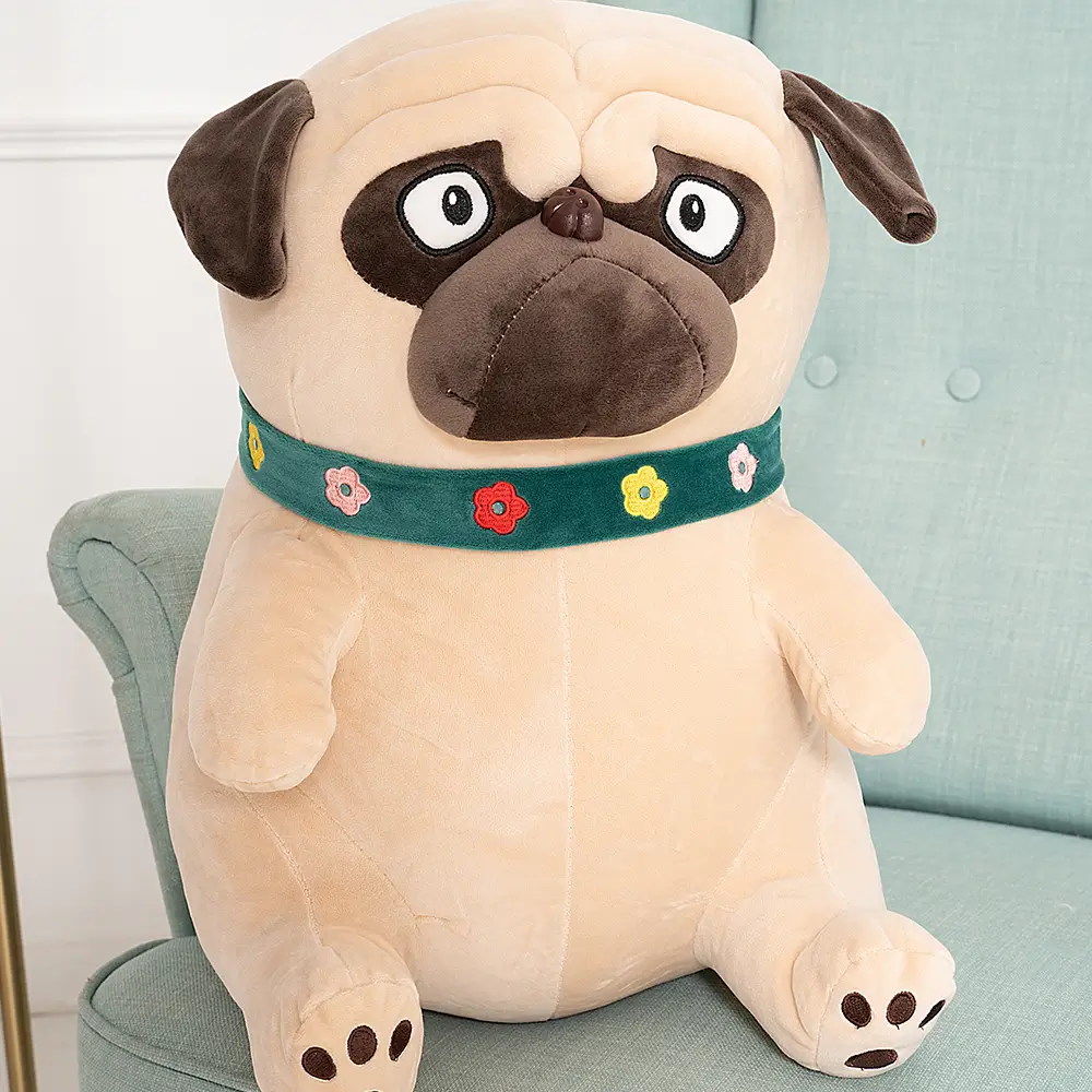 Plush Dog Pug, Soft Toy, 40 Cm, Light Brown, Pugs - Teddyway