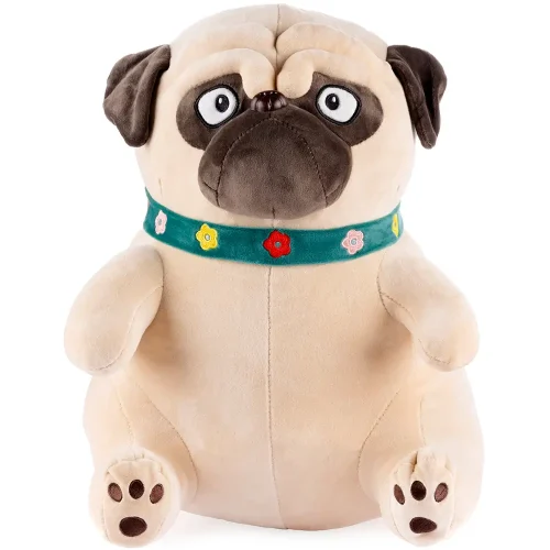 Plush Dog Pug, Soft Toy, 40 Cm, Light Brown, Pugs - Teddyway