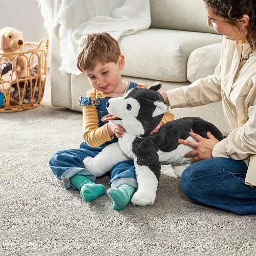 Plush Dog Husky, Soft Toy, 70 Cm, Black White, Husky - Teddyway