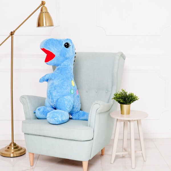 Liels Plīša Dinozaurs, Mīkstā Rotaļlieta, 110 Cm, Gaiši Zils, Gogo - Teddyway