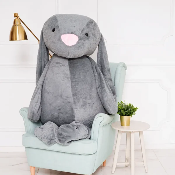Liels Plīša Zaķis, Mīkstā Rotaļlieta, 160 Cm, Tumši Pelēks, Bani - Teddyway