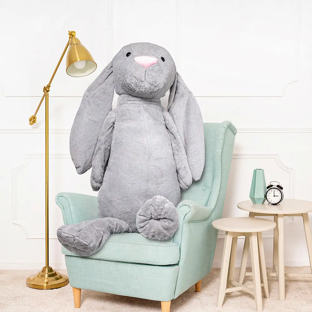 Liels Plīša Zaķis, Mīkstā Rotaļlieta, 160 Cm, Pelēks, Bani - Teddyway